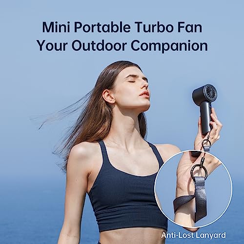 JISULIFE Portable Handheld Fan,Speed(1-100) Adjustable Turbo Mini Fan,3600mAh Battery Rechargeable Personal Fan,Digital Display,Gifts for Women Men Travel/Camping/Outdoor-Blue