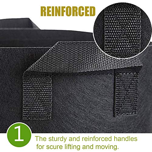 Cavisoo 24-Pack 5 Gallon Grow Bags, Heavy Duty Thickened Non-Woven Plant Fabric Pots with Reinforced Handles