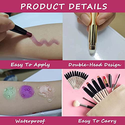 LGSZGDCN Eyeshadow stick and Makeup Brush Smooth Cream Shimmer Pencil Long Lasting Waterproof Buildable Eye Shadow Hypoallergenic Highlighter Multi-Dimensional eyes Look Glitter Primer Palette