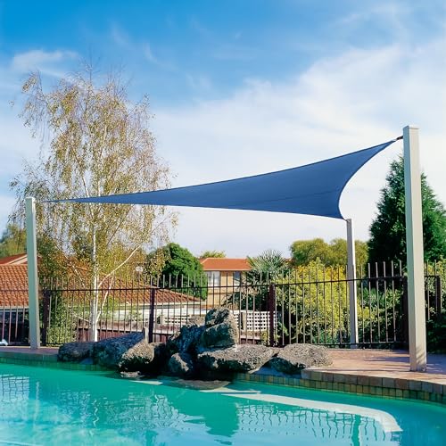 Coolaroo 473983 Coolhaven Shade Sail with Hardware Kit, 15'x12'x9' Right Triangle, Sapphire