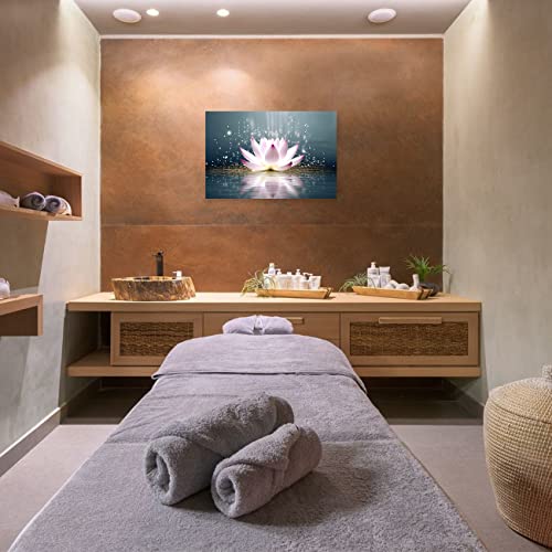 DOARTDO Lotus Flower Canvas Print Zen Wall Art Spa Pictures Decor Floral Blooming Painting Yoga room Bathroom Bedroom Decor Frame (Lotus Flower, 12x18inch (30x45cm))