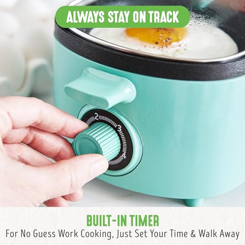 GreenLife 3-in-1 Breakfast Station, Ceramic Nonstick PFAS-Free Dual Griddles for Eggs Meat Pancakes & Sandwiches + 2-Slice Toast Drawer, Healthy Cooking, Timer, Versatile Morning Meal Maker, Turquoise