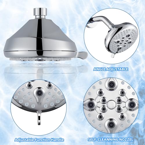 KINSE Shower Faucet Set, Shower Head and Faucet Set With 5 Inches Rain Shower Fixtures, 5-Spray Shower Valve and Trim Kit, Single Handle Control Shower Faucet Set with Valve (Matt black)