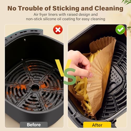 Air Fryer Liners Disposable, 125pcs Non-stick Disposable Airfryer Liners, 8 Inch Unbleached Parchment Paper, Square Air Fryer Paper Liners for 5-8QT Air Fryer, Baking, Roasting Microwave