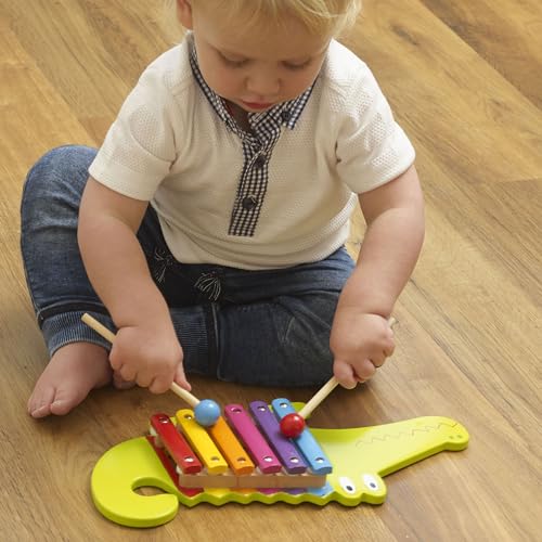 Orange Tree Toys: Xylophone: Crocodile - Wooden Musical Instrument Toy w/ 2 Drumsticks, Animal Shaped, Developmental Toy, Toddler & Kids, Ages 3+