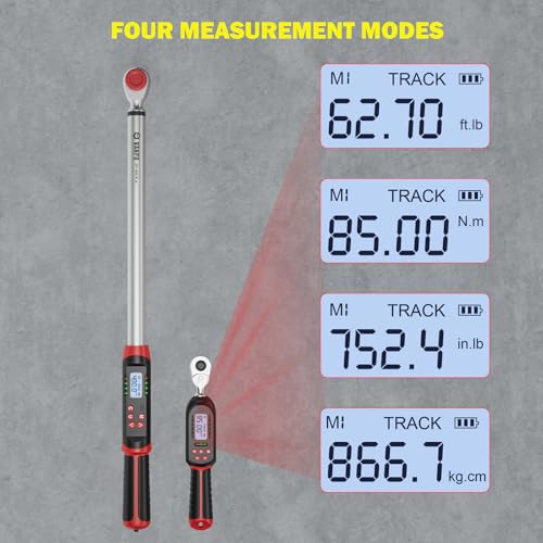 VANPO 1/4 Inch Digital Torque Wrench, 1.1-22.1 Ft-lbs/1.5-30Nm, with Preset Values, 2% Accuracy, Buzzer and LED Notification, Small Electronic Torque Wrench for Bicycles