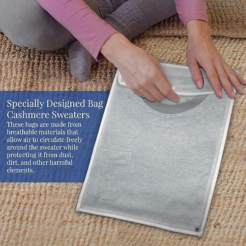 The Clothing Doctor Breathable Cashmere Sweater Storage Bag, Convenient Snap With Flap Closure, Clear Window For Easy Identification, 14.5"x18.4", Pack Of 6, White