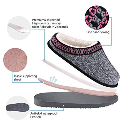 House Bedroom Slippers for Women Indoor and Outdoor with Fuzzy Lining Memory Foam（Baby Pink,5/6）