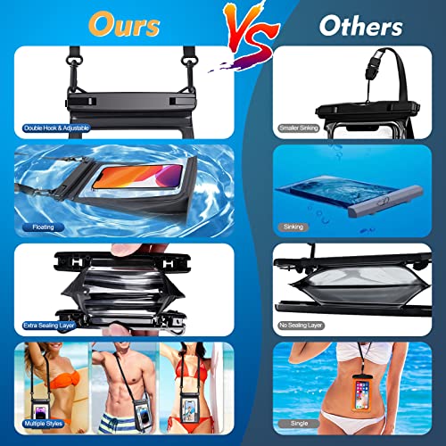 Large Floating Waterproof Phone Pouch [with Sealing Strip], Cell Phone Dry Bag Case for iPhone 15 14 13 12 Pro Max Galaxy Google All Phones, Universal Float Waterproof Bag for Beach Vacation