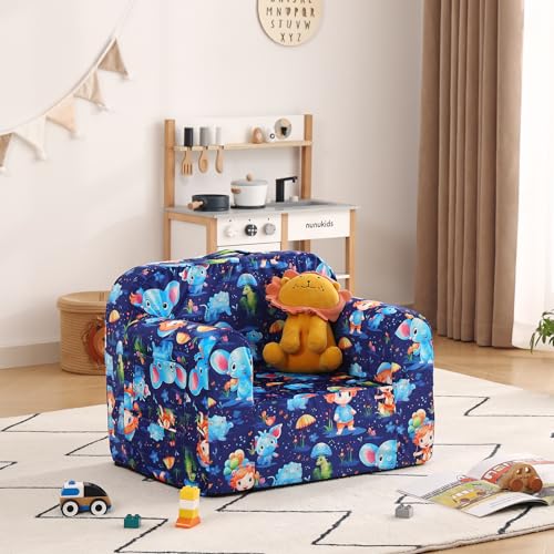 Welnow Kids Sofa Toddler Chair, Chirldren Couch with Side Pockets Glow in The Dark Kids Armchair with Removable and Washable Cover Carrying Handle Kids Read Sofa for Girl or Boy