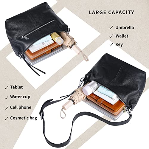 Iswee Black Crossbody Purse for Women Shoulder Bag Designer Handbags Everyday Purse Satchel Tote Crescent Bag for Work (Black)
