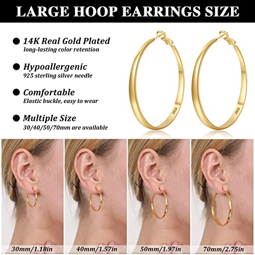 Senteria Gold Hoop Earrings for Women 14K Gold Plated Hoop Earrings Large Gold Hoop Earrings Hypoallergenic Big Gold Hoop Earrings for Women 40 mm