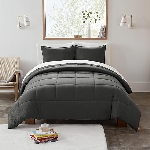UGG 32543 Leonora Twin-Twin XL 2-Piece Comforter Set Ultra-Soft Luxury Bedding Comforter and One Pilllow Sham Cozy Comfortable Reversible Machine Washable Hotel Style Bedding Set, Twin, Navy