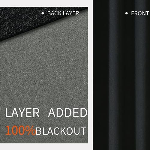 Joydeco 100% Blackout Curtains for Bedroom Living Room, 100 Inch Extra Wide Curtain 2 Panels Set for Room Divider Curtains Patio Door Privacy Curtains(100 Wide x Custom Length, Charcoal Grey)