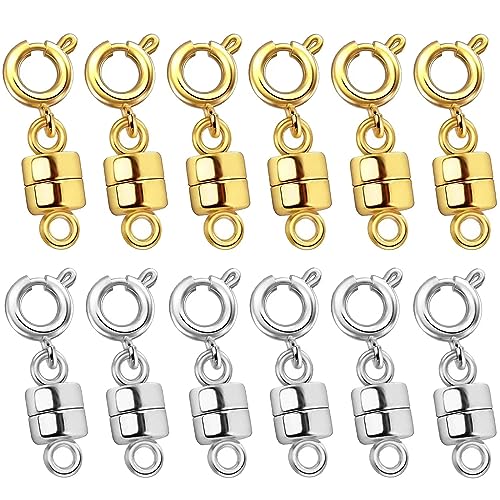 OHINGLT Magnetic Necklace Clasps and Closures,Gold and Silver Plated Jewelry Clasps Converters for Bracelet Necklaces Chain