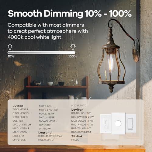 Linkind E12 Candelabra LED Light Bulbs 60W Equivalent, B11 Dimmable Chandelier Light Bulbs, 4.5W Clear Glass Vintage Edison Filament Candle Bulbs, Soft White 2700K 500lm, Ceiling Fan Bulb, 12 Packs