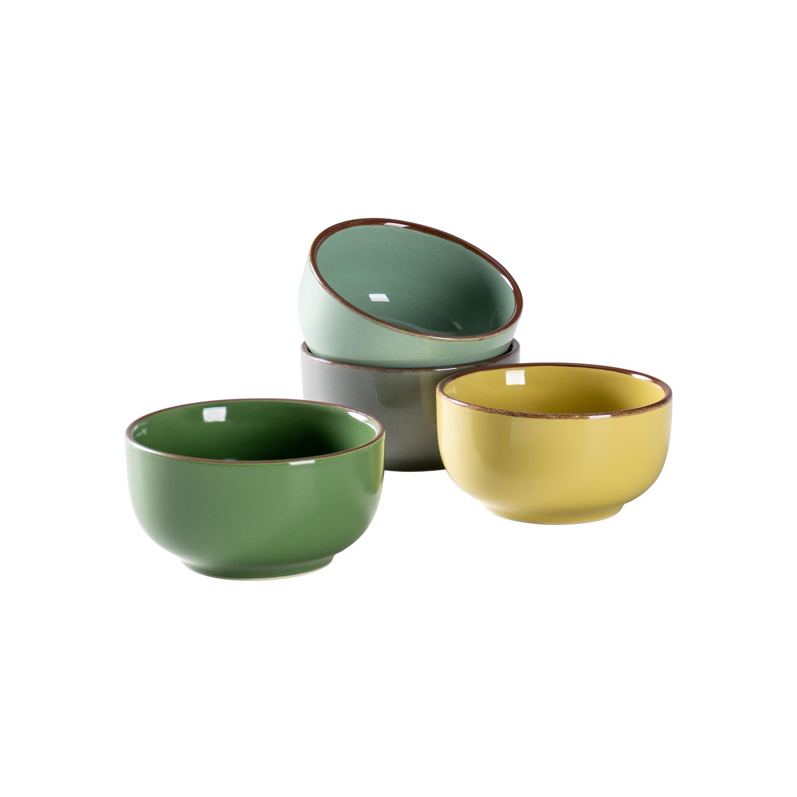 HENXFEN LEAD Ceramic Dessert, Ice Cream Bowls,10 Oz Small Serving Bowls for Soup, Dipping, Snacks, Rice, Side Dish - Microwave and Dishwasher - Set of 4, Assorted Colors