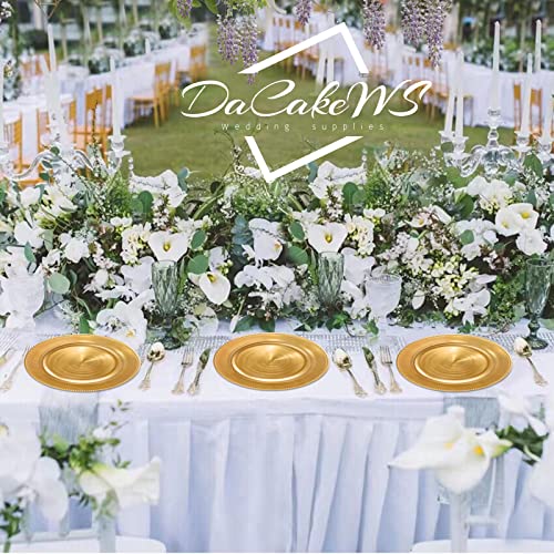 DaCakeWS Reef Charger Plates 13inch, Set 10PCS Plastic Floral Charger Plates Wedding for Dinner,Wedding,Party,Event,Decoration(Reef Rose Gold 10)