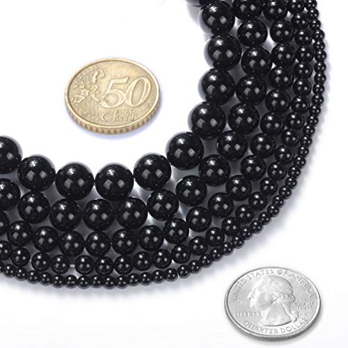 Black Natural Agate Loose Beads 6mm Round Stone Beads for Making Bracelets Jewelry Approxi 62/pcs