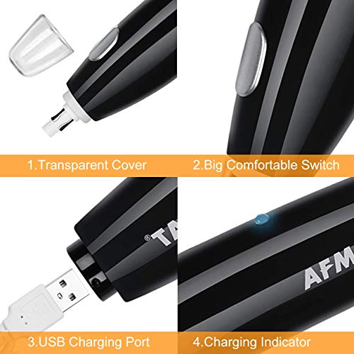 AFMAT Rechargeable Electric Eraser Kit for Artists, 2 Sizes, Black, Rubber, Eraser, Lightweight, Includes 140 Refills