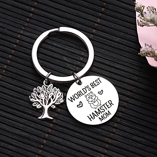 NOTHERS RSZOTW Hamster Lover Gift Hamster Mom Jewelry Animal Lover Jewelry Animal Gift World's Best Hamster Mom Keychain Pet Lover Gift Animal Keychain Hamster Charm Gift