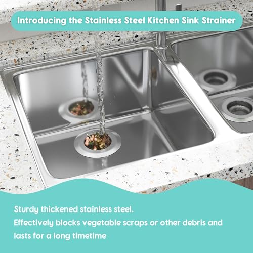 jkxoo Sink Protectors for Kitchen Sink 13.1''x11.6''x1'', 304 Stainless Steel for Kitchen Sink Grate with Rear Drain, Sink Grate Sink Rack for Bottom of Sink with Sink Strainer