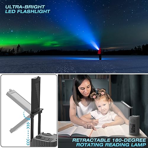 NITIGO Emergency Radio Hand Crank Radio USB Charged Portable Power Bank with Solar Charging, SOS Alarm, AM/FM/NOAA Rdios, 180° Rotate Reading Lamp, LED Flashlight for Camping, Home, Outdoor Emergency