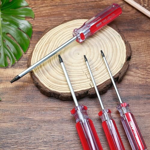 Bonsicoky T20 Torx Security Screwdriver with Magnetic Tip Plastic Grip, Torx Screwdriver for Computer Repairing, Home Appliances(Red, 178mm/ 7")