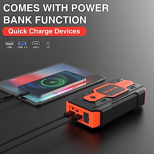 NEXPOW Battery Jump Starter 2500A Car Jump Starter (up to 8.0L Gas/8L Diesel Engines) 12V Car Battery Booster Pack with USB Quick Charge 3.0 and 4 LED Modes Red Blue Warning