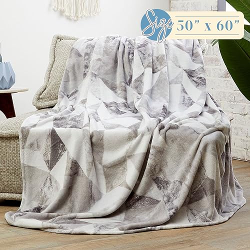 Elegant Comfort Lightweight Printed Throw Blanket- All Season, Ultra Soft, Cozy and Plush- Decorative Throw Blankets, Perfect for Lounging, 50 x 60 inches, Nayati, Throw Blanket
