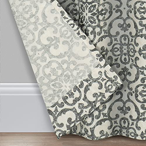 Pairs to Go Brockwell 56" x 63" Rod Pocket Double Panel Privacy Window Treatment Living Room, 28 in x 63 in, Charcoal, 2 Count