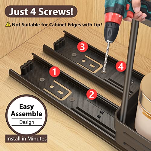 DABIGE 2 Packs Pull Out Spice Rack Organizer for Cabinet, Slide Out Spice Racks Organizer, Easy to Install Spice Cabinet Organizers, 4.33''Wx10.4''Dx8.5''H, Each Tier Hold 10 Spice Jars - 2 Tier
