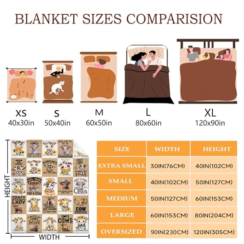 Cartoon Cow Blanket for Baby Girls Sunflowers Cow Throw Blanket for Boys, Lightweight Soft Flannel Blankets for Kids Gifts, 30x40 Inches