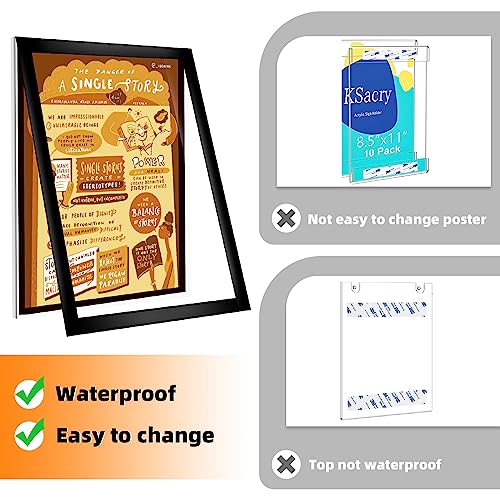 PUJIANG 3Pack Acrylic Sign Holder 8.5x11 Wall Mount,Clear Wall Sign Holder with Tape,Horizontal & Vertical Display,Plastic Sign Holder for Wall Door Glass Window Fridge-No Drilling