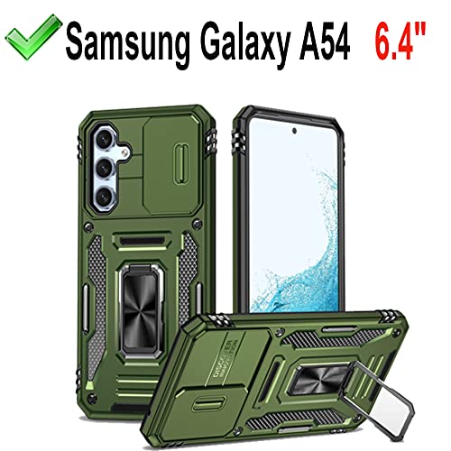 PASNEW for Samsung A71 5G Phone Case,Magnetic Ring Kickstand Camera Cover Slide Military Double Armor Rugged Heavy Duty Full Body Shockproof Shell Protective Galaxy A71 5G Phone Case,Green