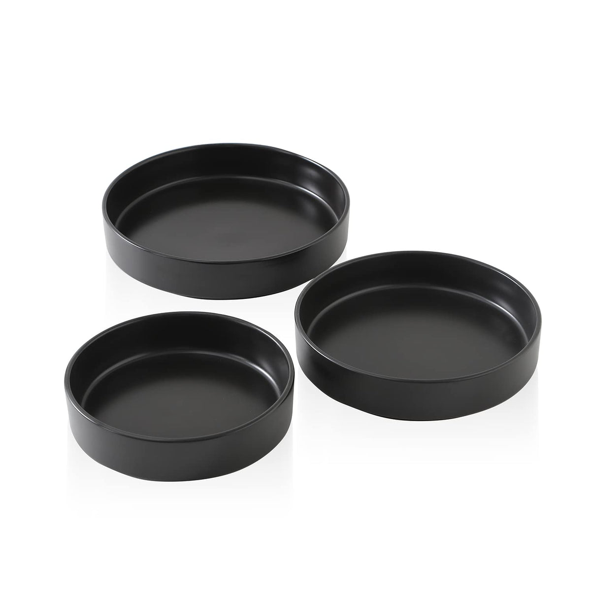 Stone Lain Celina Stoneware Bowl Set, 3-Piece Round Serving Bowls, Bowls for Kitchen, Black