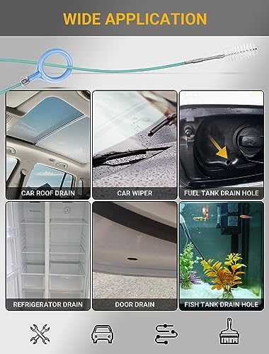 Upgraded Auto Sunroof Drain Cleaning Tool, 78 Inch Flexible Drain Brush Long Pipe Cleaners for Car, Tube Cleaning Brush Slim Drain Dredging Tool Perfect for Car Sunroof, Windshield Wiper Drain Hole