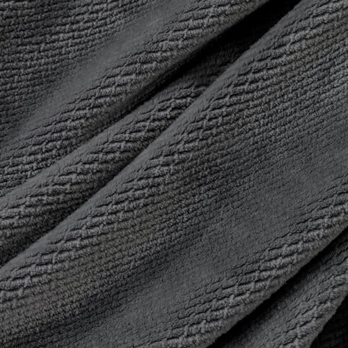 KORBLISS Home Fleece Throw Blanket for Couch, Bed, TV, Party, and Gift - 3D Jacquard Decorative Blankets - Cozy Soft Lightweight Fuzzy Flannel Blanket, All Seasons, 50x60 Inches, Black