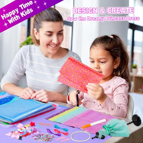 MINIFUN 800+Pcs Fashion Designer Kit for Girls, Sewing Kit with 4 Mannequins, DIY Arts and Crafts Kit for Kids, Doll Clothes Making Kit, Girl Toys for Age 6 7 8 9 10 11 12 Year Old Gifts