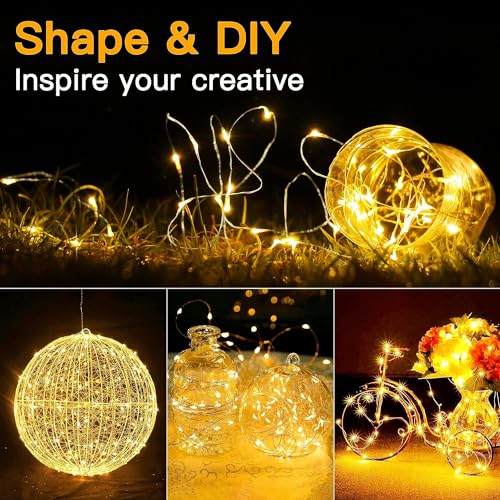 6 Pack Fairy Lights Battery Operated 7ft 20 LED Mini String Lights Twinkle Lights Silver Wire Firefly Starry Lights for Mason Jars Wedding Party Christmas Centerpiece Table Decorations, Warm White