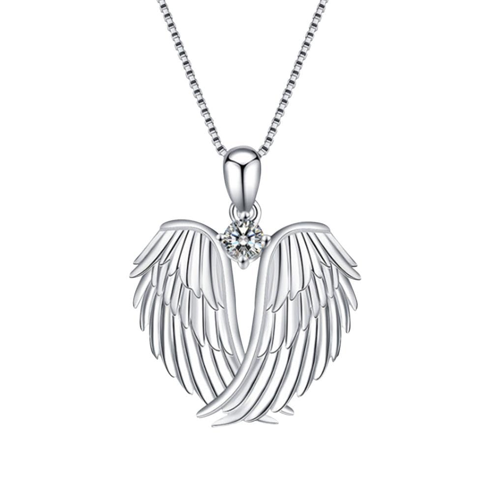 Angel Wings Necklace Guardian Angel Wings Pendant Necklace Necklace for Women Women Valentine’s Day Jewelry Womens Gifts (A)