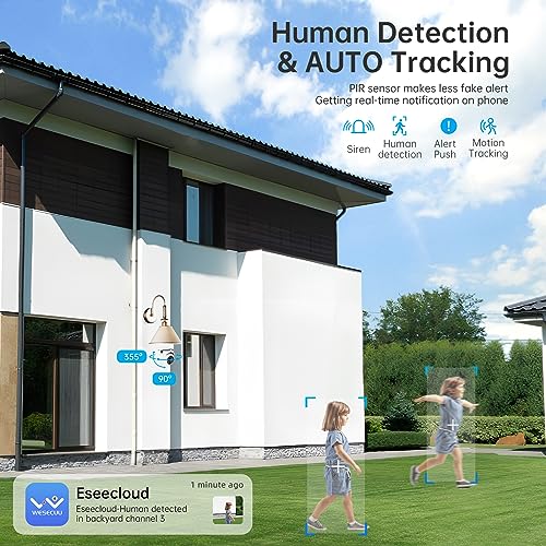 WESECUU Light Bulb Security Camera -5G& 2.4GHz WiFi 2K Security Cameras Wireless Outdoor Motion Detection and Alarm,Two-Way Talk,Color Night Vision,Human Detection, Bulb Camera Compatible with Alexa