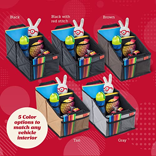 Lusso Gear Car Seat Organizer with Cup Holders - Front or Backseat Organizer - 9 Storage Compartments for Travel - Fits Cars, Trucks, and Vans - Black