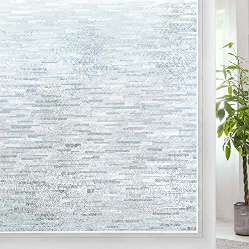 DOWELL Window Privacy Film, Frosted Glass Window Film, Non Adhesive Static Window Clings, Opaque Window Vinyl, UV Blocking Glass Sticker Covering for Home Office, 17.5 x 59 inches