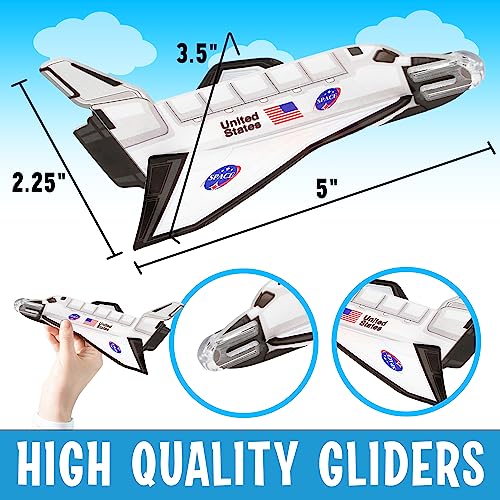 Playbees Space Shuttle Gliders - 24 Pack - Space Themed Party Favors & Birthday Supplies - Mini Ship Toys, Outer Space Decorations, Crafts, Games, Astronaut Shuttle Science Kits & Crafts for Kids