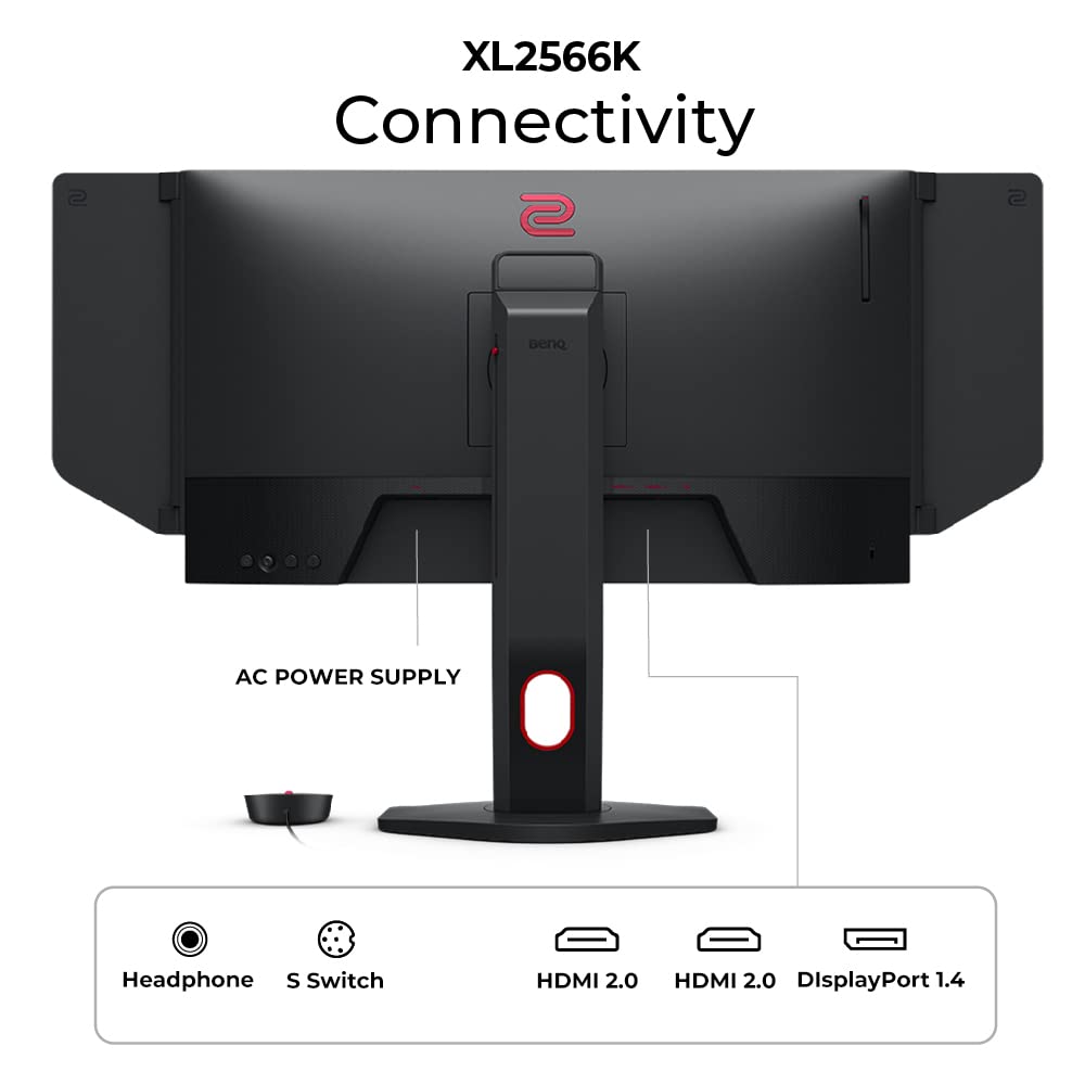 BenQ Zowie XL2566K 24.5 Fast TN in 360Hz Gaming Monitor | Motion Clarity DyAc⁺ | 1080p | XL Setting to Share | Custom Quick Menu | S Switch | Shield | Smaller Base | Adjustable Height & Tilt, Black