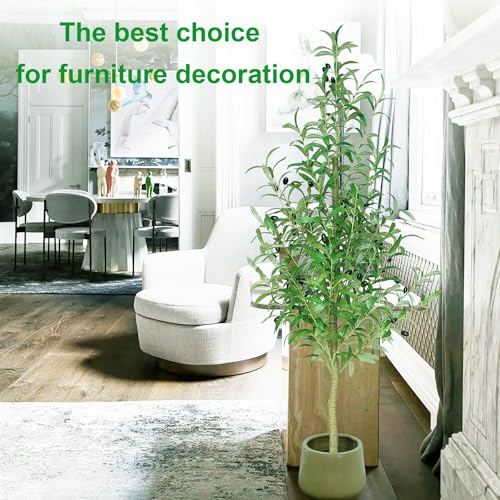 Zsenent Faux Olive Tree Fake Olive Tree Olive Trees Artificial Indoor 7 Feet (84 inches) Realistic Potted Silk Indoor Large Fruit for Home Offices, Living Rooms, Bedrooms, Stairs and Foyer Decor