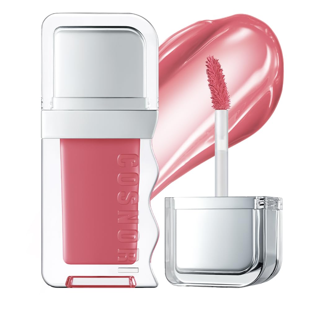 COSNORI Flow Wave Lip Tint - Vegan Glassy Lip Gloss, Lightweight & Long-lasting, Plant-derived Oil Moisturizer, K-Beauty (12 PINK LILY)