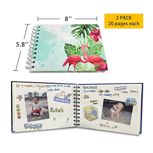 LOADWRITE Small Photo Album 2 Packs, 8'' x 5.8'' Stick Book DIY Scrapbook Memory Book 20 Self Adhesive Pages for Wedding, Baby Shower Growth, Travel