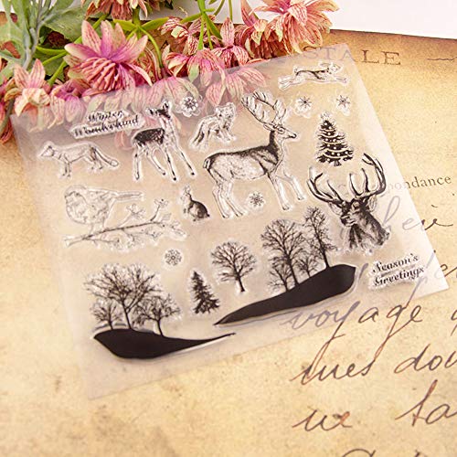 5.7 by 8.3 Inches Wine Bottle and Glasses Letters Clear Rubber Stamps for Scrapbooking Card Making Christmas Birthday Stamps (T1553)